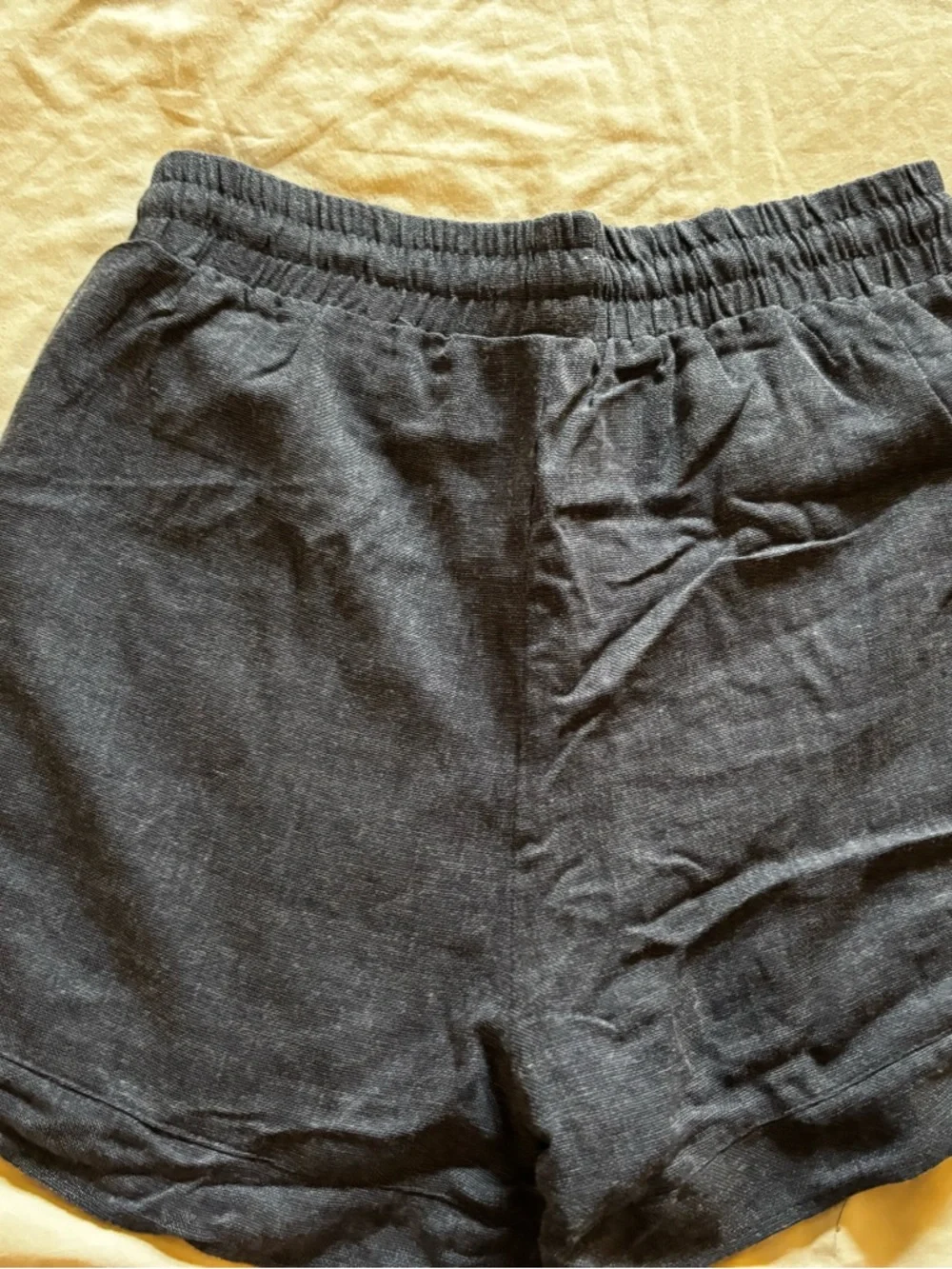 Staccato Navy Blue Linen Blend Shorts Size Medium Elastic Waist Casual Summer